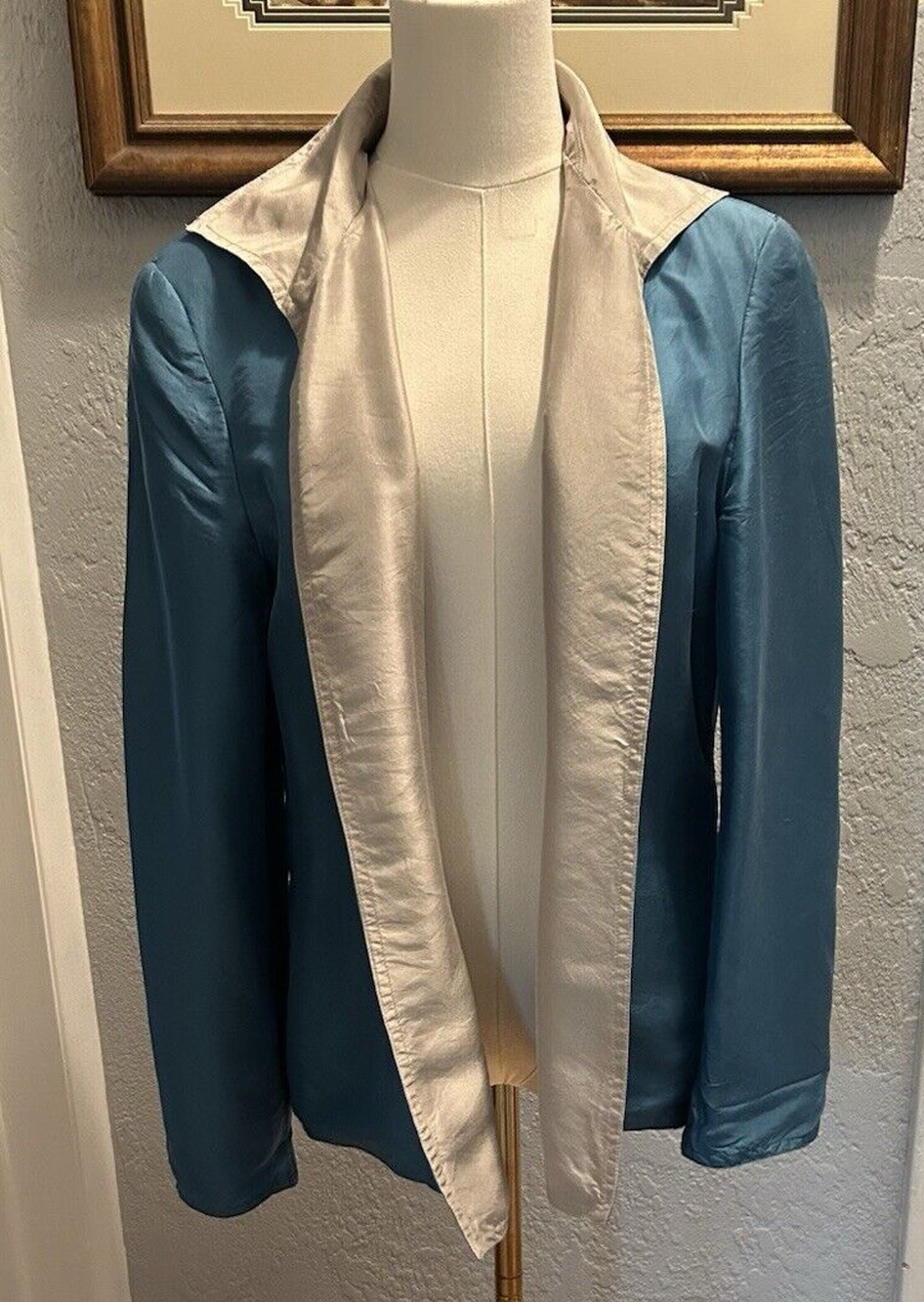 Russell Kemp Blazer SZ 10 100% Silk and Silk Lined Vintage Shoulder Pads Y2K